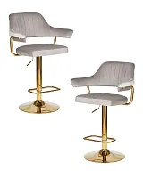 Стул барный набор 2 шт. SET-2 5019_Golden-LM, цвет сиденья серый велюр (MJ9-75), цвет основания золото Dobrin, /велюр, ножки/металл/золотой, размеры - 990*1200***610*540