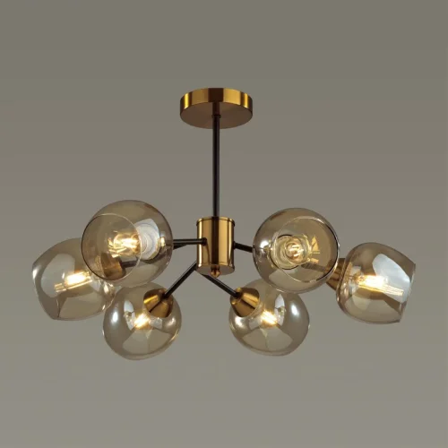 Люстра потолочная Odell 5649/6C Lumion янтарная на 6 ламп, основание бронзовое в стиле современный  фото 3