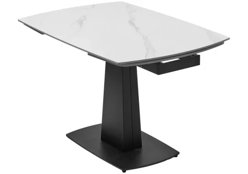 Керамический стол Balde 140 matt white marble solid ceramic / black 593885 Woodville столешница белая из керамика фото 6