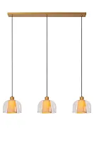 Светильник подвесной Gunhild 30460/03/60 Lucide бежевый прозрачный на 3 лампы, основание матовое золото латунь в стиле современный 