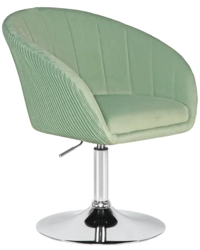 Кресло дизайнерское  8600-LM,  цвет сиденья мятный велюр (1922-8), цвет основания хром Dobrin, зелёный мятный/велюр, ножки/металл/хром, размеры - 750*900***600*570 фото 2