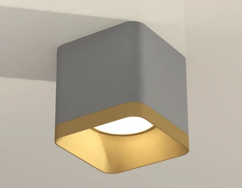 Светильник накладной XS7807004 Ambrella light золотой серый 1 лампа, основание серое в стиле хай-тек современный квадратный фото 2