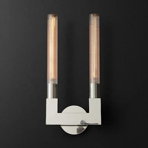 Бра RH CANELLE wall lamp DOUBLE Sconces chrome 147231-22 ImperiumLoft прозрачный на 2 лампы, основание никель в стиле современный фото 2