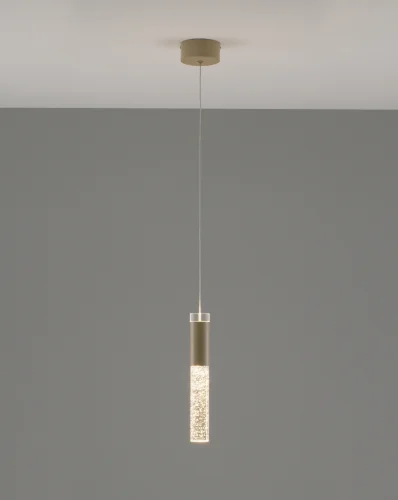 Светильник подвесной LED Ran V10897-PL Moderli бежевый прозрачный 1 лампа, основание бежевое в стиле современный трубочки