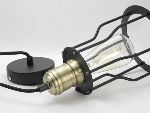 Светильник подвесной лофт LSP-9610 Lussole чёрный 1 лампа, основание бронзовое в стиле лофт  фото 3