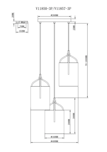 Светильник подвесной Inari V11857-3P Moderli бежевый на 3 лампы, основание матовое золото в стиле арт-деко современный каскад фото 3 Светильник подвесной Inari V11857-3P Moderli бежевый на 3 лампы, основание матовое золото в стиле арт-деко современный каскад фото 3