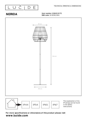 Ландшафтный светильник Nerida 03845/81/72 Lucide уличный IP44 чёрный 1 лампа, плафон коричневый в стиле кантри E27 фото 4