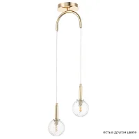 Светильник подвесной LUXURY SP2 GOLD Crystal Lux прозрачный 2 лампы, основание золотое в стиле арт-деко каскад шар молекула
