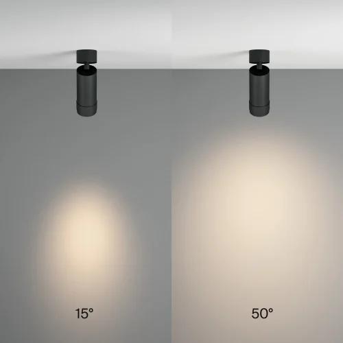 Светильник накладной LED Focus Zoom C055CL-L12W4K-Z-B Maytoni чёрный 1 лампа, основание чёрное в стиле хай-тек современный круглый фото 2