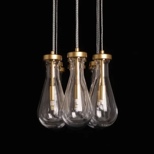 Светильник подвесной Крайс 657013909 DeMarkt прозрачный 9 ламп, основание золотое в стиле современный каскад фото 10
