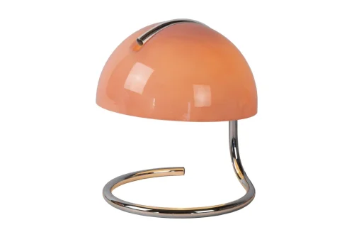 Настольная лампа Cato 46516/01/66 Lucide розовая 1 лампа, основание хром металл в стиле винтаж 