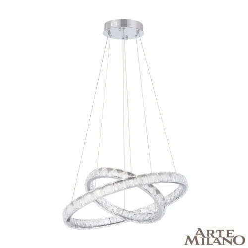 Люстра подвесная LED с пультом AM-Venezia 311311/D600-D400 NI Arte Milano прозрачная на 1 лампу, основание никель в стиле современный кольца с пультом фото 2