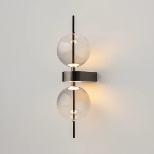 Бра LED Double MOD478WL-L8B3K Maytoni дымчатый на 1 лампу, основание чёрное в стиле современный шар фото 2