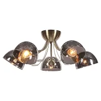 Люстра потолочная Gresham LSP-8368 Lussole серая на 5 ламп, основание бронзовое в стиле модерн 