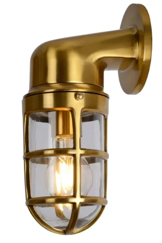 Настенный светильник Dudley 11892/01/02 Lucide уличный IP44 латунь матовый золото 1 лампа, плафон прозрачный в стиле современный винтаж E27