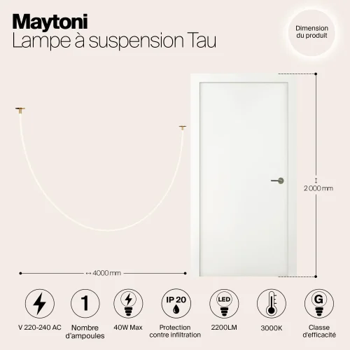 Светильник подвесной LED Tau MOD146PL-L40G3K Maytoni белый на 1 лампу, основание золотое в стиле современный хай-тек фото 6