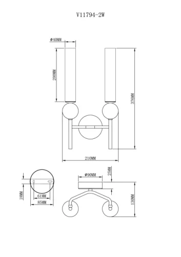 Бра Illis V11794-2W Moderli белый на 2 лампы, основание зелёное чёрное в стиле современный арт-деко фото 3 Бра Illis V11794-2W Moderli белый на 2 лампы, основание зелёное чёрное в стиле современный арт-деко фото 3