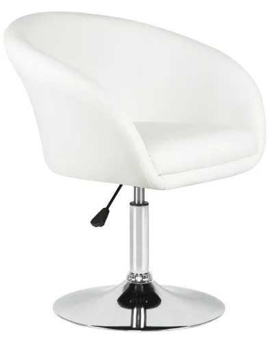 Кресло дизайнерское 8600-LM,  цвет сиденья белый, цвет основания хром Dobrin, белый/экокожа, ножки/металл/хром, размеры - 750*900***600*570 фото 2