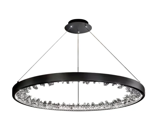 Люстра подвесная LED Рами 07668-80,19 Kink Light прозрачная чёрная на 1 лампа, основание чёрное в стиле современный кольца