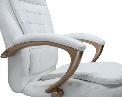 Офисное кресло для руководителей 106B-LMR DONALD, цвет белый Dobrin, белый/экокожа, ножки/металл/бежевый, размеры - 1030*1110***720*720 фото 8
