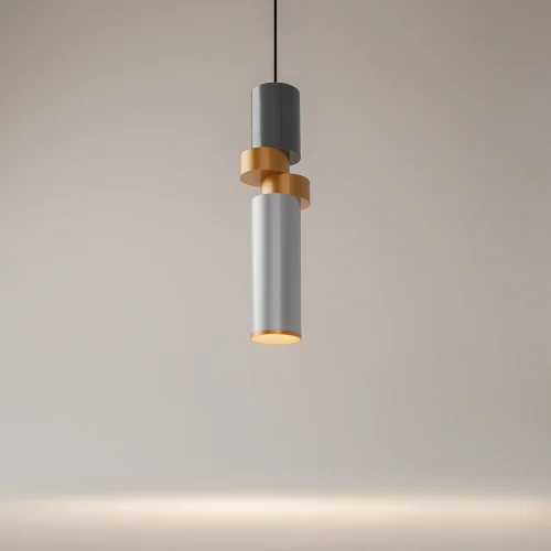 Светильник подвесной Palette MOD303PL-01CFL2 Maytoni серый золотой на 1 лампу, основание чёрное в стиле современный трубочки фото 6