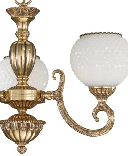 Люстра подвесная  L 8550/3 Reccagni Angelo белая на 3 лампы, основание золотое в стиле классический  фото 2