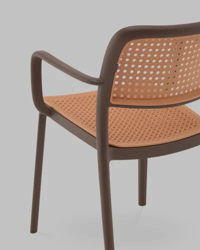 Стул Yona, пластиковый, с подлокотниками, коричневый УТ000040843 Stool Group, коричневый/пластик, ножки/металл/коричневый, размеры - *810**** фото 6