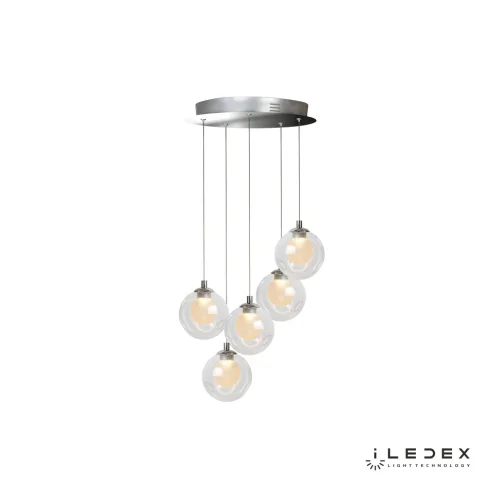 Светильник подвесной LED Epical C4492-5R CR iLedex прозрачный 1 лампа, основание хром в стиле современный хай-тек каскад шар фото 3