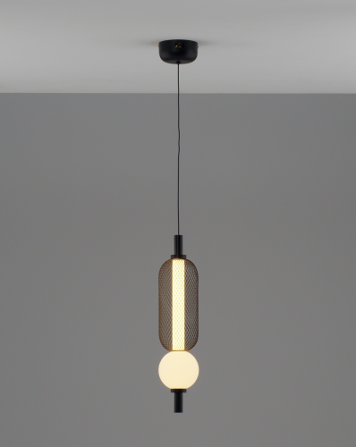 Светильник подвесной LED Lattice V11251-PL Moderli белый чёрный на 1 лампу, основание чёрное в стиле современный 