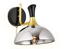 Бра с выключателем TR9086 Ambrella light серый хром на 1 лампу, основание чёрное в стиле лофт 