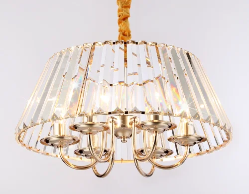 Люстра подвесная TR5039 Ambrella light прозрачная на 6 ламп, основание золотое в стиле классический современный  фото 4