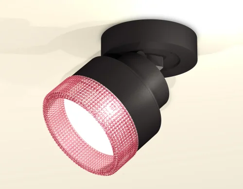 Светильник накладной XM8102042 Ambrella light розовый 1 лампа, основание чёрное в стиле хай-тек круглый фото 2