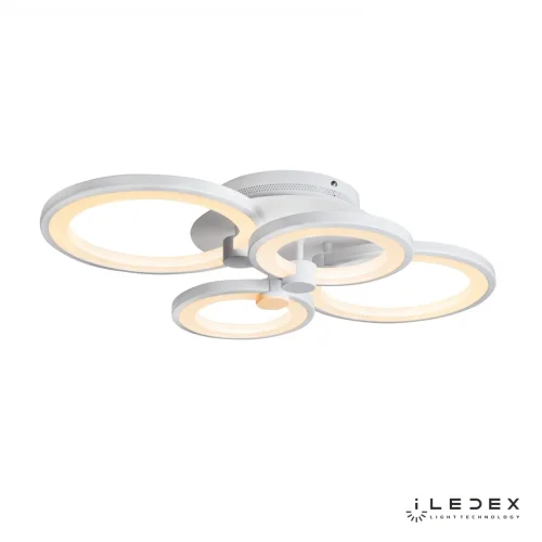 Люстра потолочная LED с пультом Ring A001/4 WH iLedex белая на 1 лампу, основание белое в стиле современный хай-тек с пультом кольца