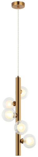 Светильник подвесной Shardin 2165/05/05P Stilfort прозрачный белый 5 ламп, основание бронзовое в стиле модерн шар