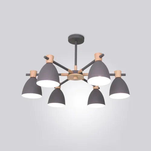 Люстра потолочная FOLKE 6 Gray 178023-26 ImperiumLoft серая на 6 ламп, основание серое в стиле современный скандинавский 