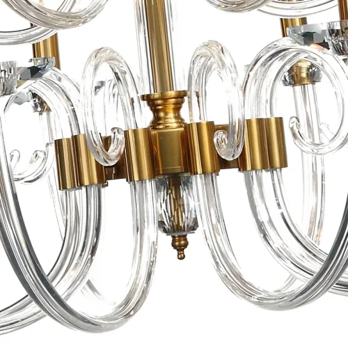 Люстра подвесная Glass 1050/03/15P Stilfort прозрачная на 15 ламп, основание золотое в стиле классика  фото 2