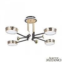 Люстра потолочная LED Ferrara-73210 273210/8 BK/GD Arte Milano белая на 1 лампу, основание золотое в стиле современный хай-тек 