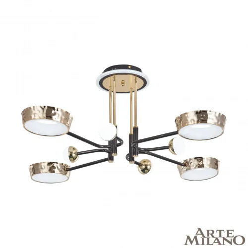 Люстра потолочная LED Ferrara-73210 273210/8 BK/GD Arte Milano белая на 1 лампу, основание золотое в стиле современный хай-тек 