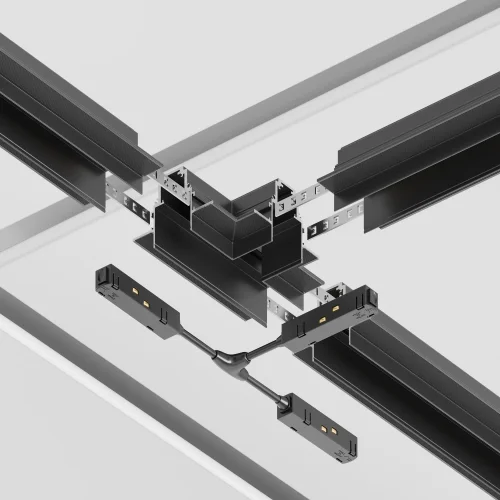 Коннектор питания Т-образный Magnetic track system Gravity TRA004CWT-22B Maytoni чёрный в стиле современный хай-тек для светильников серии Magnetic track system Gravity подвесной встраиваемый накладной gravity магнитная магнитный фото 5