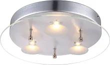 Светильник потолочный LED BERTO 49200-3R Globo прозрачный на 3 лампы, основание серебряное в стиле современный 