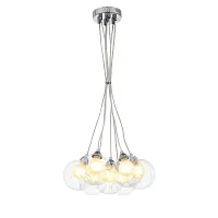 Светильник подвесной DUALITA SL431.113.07 ST-Luce белый прозрачный 7 ламп, основание хром в стиле минимализм шар