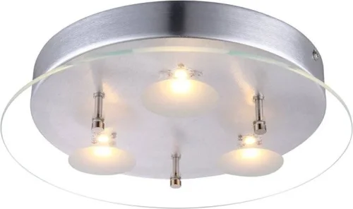Светильник потолочный LED BERTO 49200-3R Globo прозрачный на 3 лампы, основание серебряное в стиле современный 