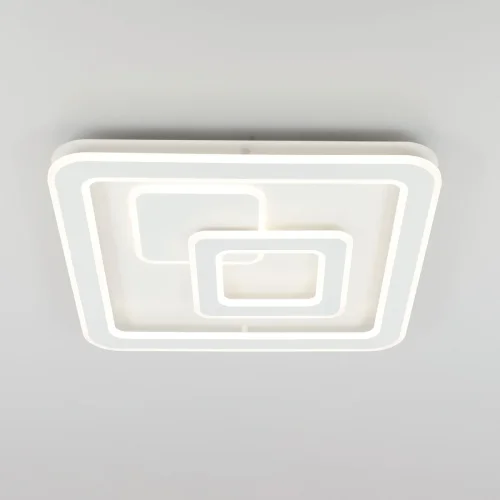 Люстра потолочная LED с пультом Квест CL739B150E Citilux белая на 1 лампа, основание белое в стиле современный с пультом квадраты фото 3