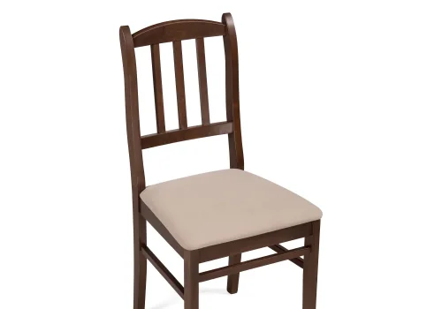 Деревянный стул Мириел темный орех / сливочный раф 527066 Woodville, бежевый/ткань, ножки/массив березы дерево/орех, размеры - ****450*500 фото 5