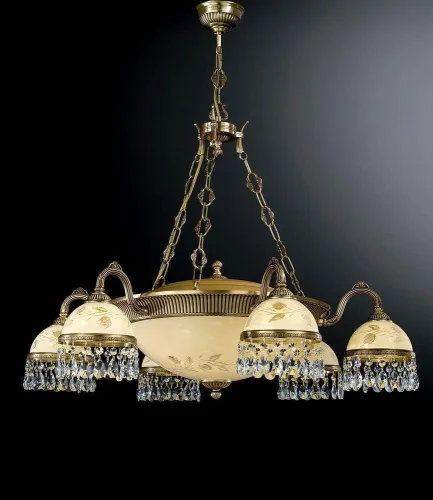 Люстра подвесная  L 6206/6+4 Reccagni Angelo жёлтая на 10 ламп, основание античное бронза в стиле классический 