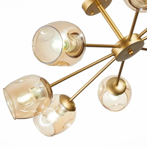 Люстра потолочная Pallo SLE155412-08 Evoluce янтарная на 8 ламп, основание золотое в стиле модерн шар фото 3