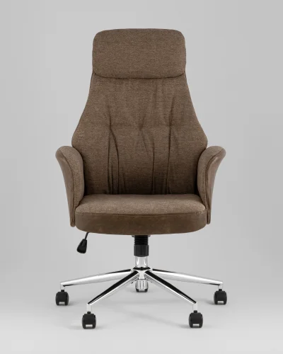 Кресло офисное TopChairs Neoma, коричневый, экокожа, ткань УТ000041771 Stool Group, /, ножки//, размеры - ***** фото 9