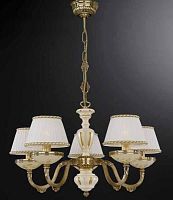 Люстра подвесная  L 6708/5 Reccagni Angelo белая на 5 ламп, основание золотое в стиле классика кантри 
