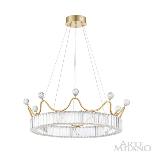 Люстра подвесная LED с пультом AM-Venezia 310322/D600 GD Arte Milano прозрачная на 1 лампу, основание латунь в стиле современный кольца с пультом фото 10