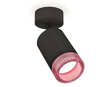 Светильник накладной XM6313003 Ambrella light розовый чёрный 1 лампа, основание чёрное в стиле хай-тек современный круглый